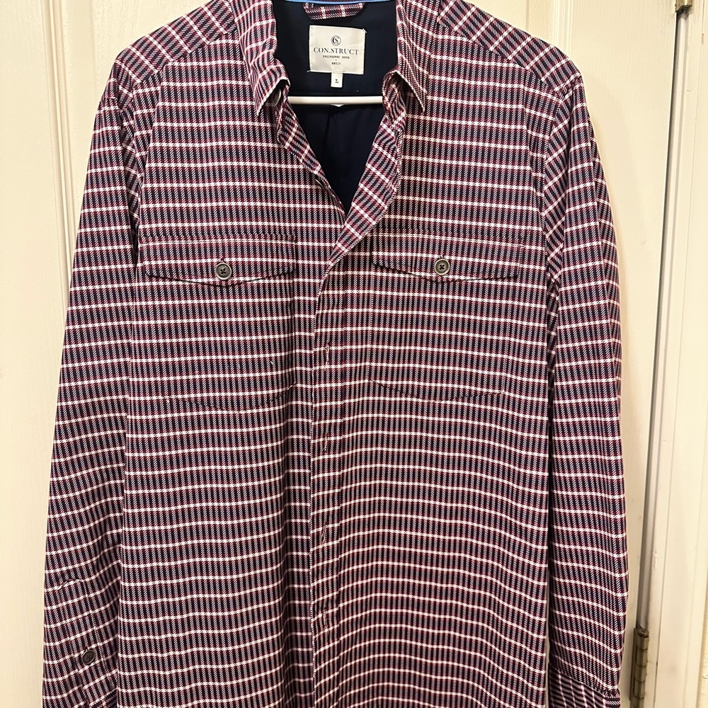 Construct Men's Striped Button Down Shirt - Red and White